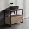 Console Sink Vanity With Matte Black Vessel Sink and Natural Brown Oak Drawer, 35